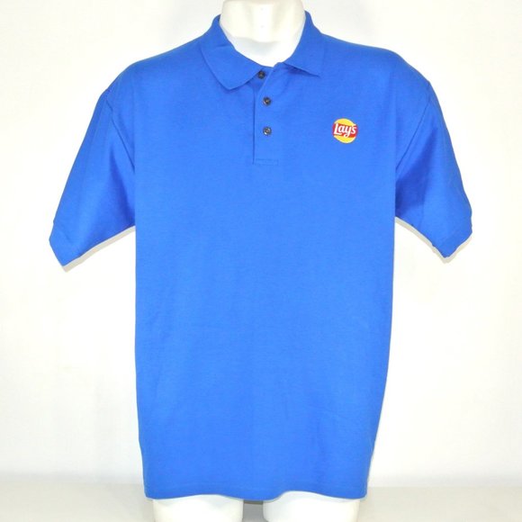 LAY'S Potato Chips Frito-Lay Pepsico Blue Polo Shirt Employee Uniform S Small - Picture 1 of 10